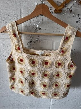 Rebellion Cream crochet crop top